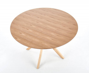 MASA LIVING NICOLAS, STEJAR NATURAL, 120 CM, BLAT DIN MDF SI PICIOARE DIN LEMN MASIV, STIL MODERN - Img 4