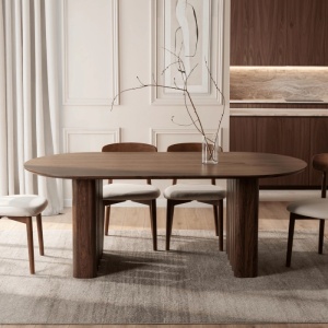 MASA OVALA 200CM, ARTIM MEBLE, REALIZATA DIN MDF, CULOARE NUC, STIL MODERN - Img 3