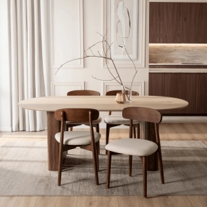 MASA OVALA 200CM, ARTIM MEBLE, REALIZATA DIN MDF, CULOARE TRAVERTIN/NUC, STIL MODERN - Img 2