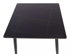 MASA RION 130X70 CU BLAT DIN CERAMICA CU EFECT DE MARMURA SI PICIOARE DIN METAL, NEGRA, STIL MODERN - Img 2