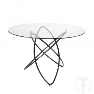 MASA ROTUNDA ELEGANTA 120CM, HULA HOOP, COD 2675, STIL MODERN, REALIZATA DIN METAL SI STICLA - Img 2