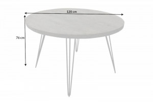 MASA ROUNDA SCORPION 120CM, LEMN MASIV DE SALCAM SI METAL, DESIGN INDUSTRIAL - Img 2