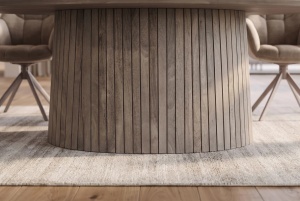 MASA SUFRAGERIE OVALA ART DECO 220CM, REALIZATA DIN LEMN DE MANGO, CULOARE GRI FUMURIU, INVICTA INTERIOR - Img 9