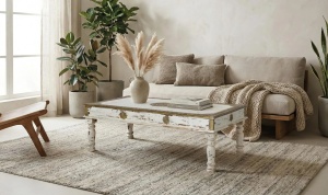 MASUTA CAFEA SAVI 140CM, REALIZATA DIN LEMN DE MANGO, CULOARE ALB ANTICHIZAT, GINER Y COLOMER - Img 2