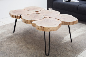 MASUTA DE CAFEA 115CM, GOA II, LEMN MASIV, DESIGN RUSTIC - Img 2