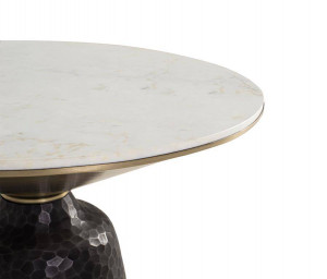 MASUTA DE CAFEA 76CM, ALB/NEGRU, DIN MARMURA SI METAL, STIL MODERN - Img 2