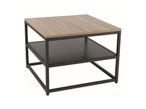 MASUTA DE CAFEA AMBER B, 55 CM, STEJAR/NEGRU, BLAT DIN MDF SI CADRU DIN METAL, STIL MODERN