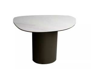 MASUTA DE CAFEA BELLO B, 75CM, ALB LUCIOS/CUPRU, BLAT DIN STICLA, CERAMICA SI METAL, STIL MODERN - Img 2