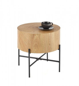 MASUTA DE CAFEA BROOKLYN S, STEJAR/NEGRU, DIN MDF FURNIRUIT SI METAL, STIL MODERN