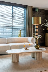MASUTA DE CAFEA CANTERA, 150 CM, BEJ, DIN TRAVERTIN SI METAL, RICHMOND INTERIORS - Img 4