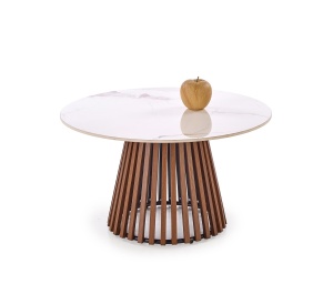 MASUTA DE CAFEA CARINA, 80 CM, EFECT DE MARMURA BEJ/NUC, DIN MDF SINTERIZAT/FURNIRUIT, STIL MODERN
