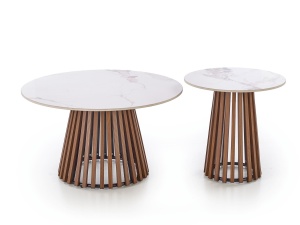 MASUTA DE CAFEA CARINA S, 50 CM, EFECT DE MARMURA BEJ/NUC, DIN MDF SINTERIZAT/FURNIRUIT, STIL MODERN - Img 5