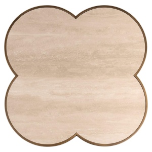MASUTA DE CAFEA CLOVER, 213233, CONFECTIONATA DIN METAL, LEMN RECICLAT SI TRAVERTIN CERAMIC, BEJ, STIL MODERN - Img 3