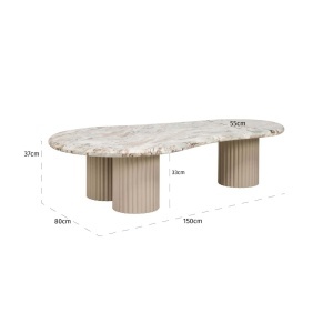 MASUTA DE CAFEA CORONEL, 212369, CONFECTIONATA DIN MDF SI MARMURA DE TORONTO, BEJ/GRI, STIL MODERN - Img 5
