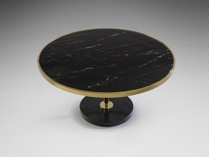 MASUTA DE CAFEA DEKALA 90CM, REALIZATA DIN METAL, MARMURA SI BLAT DE STICLA, FINISAJ MARMURA, STIL MODERN - Img 6