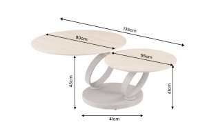 MASUTA DE CAFEA DEOSEBITA, RINGS 220CM, REALIZATA DIN CERAMICA SI METAL, CULOARE GRI SAMPANIE, INVICTA INTERIOR - Img 3
