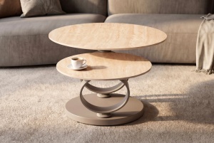 MASUTA DE CAFEA DEOSEBITA, RINGS 220CM, REALIZATA DIN CERAMICA SI METAL, CULOARE GRI SAMPANIE, INVICTA INTERIOR - Img 13