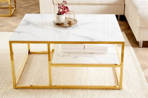 MASUTA DE CAFEA, ELEGANCE 90CM, DIN STICLA CU EFECT DE MARMURA, COD 42175