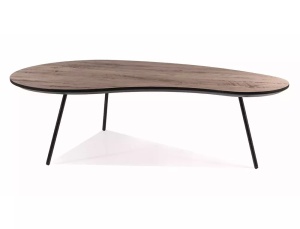 MASUTA DE CAFEA ENVO A, 122 CM, NUC/NEGRU, BLAT DIN MDF, FURNIR NATURAL SI CADRU DIN METAL, STIL MODERN