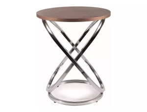 MASUTA DE CAFEA EOS E, 45 CM, NUC/CROM, BLAT DIN MDF, FURNIR NATURAL SI CADRU DIN METAL, STIL MODERN - Img 1