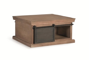 MASUTA DE CAFEA INDUSTRIAL 90CM, REALIZATA DIN LEMN DE MANGO SI METAL, CULOARE NATUR/GRI INCHIS, GINER Y COLOMER