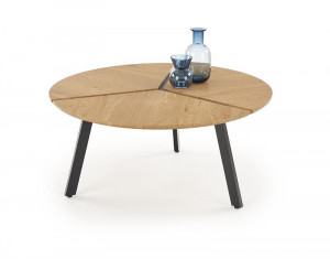 MASUTA DE CAFEA LUANA, STEJAR/NEGRU, DIN MDF FURNIRUIT SI METAL, STIL MODERN, HALMAR