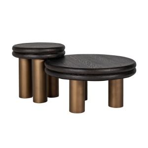 MASUTA DE CAFEA MACARON, 7711, NEGRU RUSTIC, CONFECTIONATA DIN METAL SI LEMN DE STEJAR, STIL MODERN - Img 2