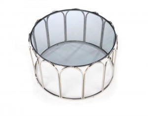 MASUTA DE CAFEA OLIVIA, TRANSPARENT/CROM, DIN STICLA SI METAL, STIL MODERN, HALMAR - Img 7