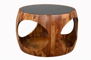 MASUTA DE CAFEA ORGANIC LOOP 60CM, REALIZATA DIN LEMN DE TRANDAFIR SI STICLA, DE CULOARE MARO, ARTIM GROUP SELECTION