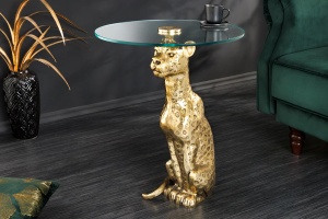 MASUTA DE CAFEA, PANTHER, 60CM, BLAT DIN STICLA SI METAL, AURIU, ARTIM GROUP SELECTION - Img 4