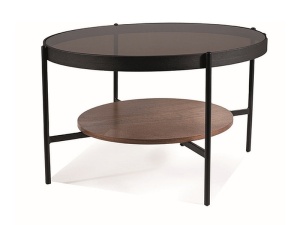 MASUTA DE CAFEA PRIMA B, 74 CM, CHIHLIMBAR/NUC/NEGRU, BLAT DIN STICLA SECURIZATA, MDF SI CADRU DIN METAL, STIL MODERN - Img 8