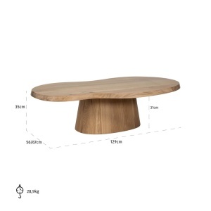 MASUTA DE CAFEA RIVA, 211995, CONFECTIONATA DIN LEMN MASIV DE STEJAR, CULOARE NATURALA, STIL MODERN - Img 6