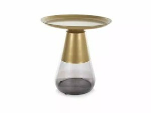 MASUTA DE CAFEA TIFFANY A, 50 CM, AURIU MAT/NEGRU, BLAT DIN METAL SI CADRU DIN STICLA, STIL MODERN