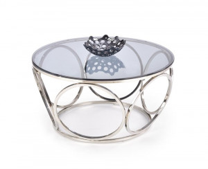 MASUTA DE CAFEA VENUS, FUMURIU/CROM, DIN STICLA SI METAL, STIL MODERN, HALMAR