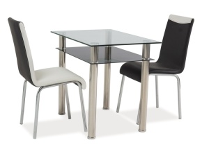 MASUTA LIVING, MADRAS 90x60X75, CROM/TRANSPARENT, CU BLAT DIN STICLA SECURIZATA SI METAL