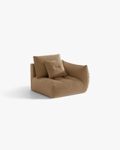 MODUL CANAPEA BLOOM, PE DREAPTA, BEJ MIGDALA, 116X97 CM, CU TAPITERIE DIN TEXTIL CATIFEA CASINO, MICADONI - Img 2