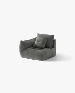MODUL CANAPEA BLOOM, PE STANGA, GRI INCHIS, 116X97 CM, CU TAPITERIE DIN TEXTIL STRUCTURAT WIND, MICADONI - Img 2