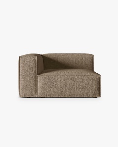 MODUL CANAPEA/COLTAR NURIA CAPPUCINO, PE STANGA, 145X110 CM, TAPITAT CU TAPITERIE DIN TEXTIL BOUCLE MONET, MICADONI