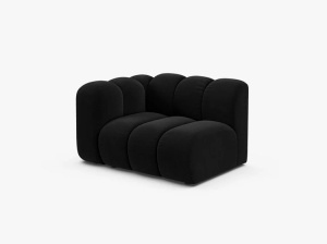 MODUL CANAPEA LUPIN, 114 CM, PE STANGA, NEGRU, CU TAPITERIE DIN TEXTIL CATIFEA SALVADOR, MICADONI - Img 2