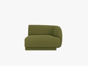 MODUL CANAPEA MILEY, PE DREAPTA, VERDE MASLINIU INCHIS, CU TAPITERIE DIN TEXTIL BOUCLE BALOO, MICADONI