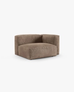 MODUL COLTAR/CANAPEA MARTINA, 120X120 CM, PE DREAPTA, ADANCIME SCAUN 90 CM, BEJ INCHIS, TAPITAT CU TAPITERIE DIN TEXTIL CATIFEAA VOGUE, MICADONI - Img 2