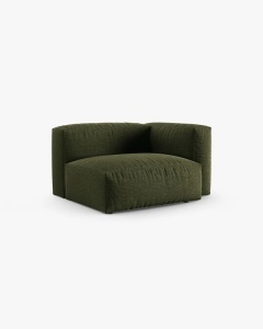 MODUL COLTAR/CANAPEA MARTINA, 120X120 CM, PE DREAPTA, ADANCIME SCAUN 90 CM, VERDE, TAPITAT CU TAPITERIE DIN TEXTIL STRUCTURAT BOSTON, MICADONI - Img 2