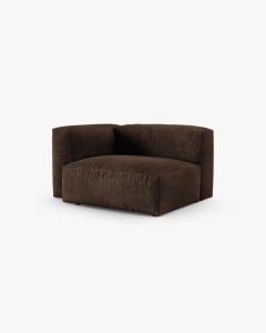 MODUL COLTAR/CANAPEA MARTINA, 120X120 CM, PE STANGA, ADANCIME SCAUN 90 CM, CIOCOLATIU, TAPITAT CU TAPITERIE DIN TEXTIL CATIFEAA VOGUE, MICADONI - Img 2