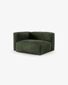 MODUL COLTAR/CANAPEA MARTINA, 120X120 CM, PE STANGA, ADANCIME SCAUN 90 CM, VERDE, TAPITAT CU TAPITERIE DIN TEXTIL CATIFEAA VOGUE, MICADONI - Img 2