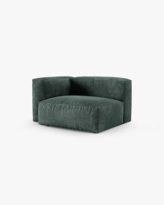 MODUL COLTAR/CANAPEA MARTINA, 120X120 CM, PE STANGA, ADANCIME SCAUN 90 CM, VERDE MUSCHI, TAPITAT CU TAPITERIE DIN TEXTIL CATIFEA VOGUE, MICADONI - Img 2