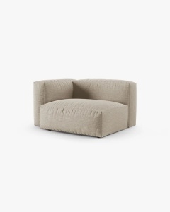 MODUL COLTAR/CANAPEA MARTINA, 120X120 CM, PE STANGA, ADANCIME SCAUN 90 CM, BEJ DESCHIS, TAPITAT CU TAPITERIE DIN TEXTIL STRUCTURAT BOSTON, MICADONI - Img 2