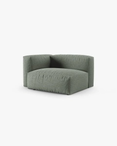 MODUL COLTAR/CANAPEA MARTINA, 120X120 CM, PE STANGA, ADANCIME SCAUN 90 CM, VERDE MUSCHI, TAPITAT CU TAPITERIE DIN TEXTIL STRUCTURAT BOSTON, MICADONI - Img 2