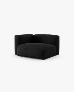MODUL COLTAR/CANAPEA MARTINA, 120X120 CM, PE STANGA, ADANCIME SCAUN 90 CM, NEGRU, TAPITAT CU TAPITERIE DIN TEXTIL STRUCTURAT BOSTON, MICADONI - Img 2