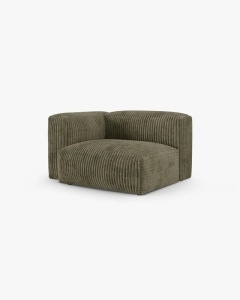 MODUL COLTAR/CANAPEA MARTINA, 120X120 CM, PE STANGA, ADANCIME SCAUN 90 CM, VERDE MUSCHI,, TAPITAT CU TAPITERIE DIN TEXTIL CORDOI TILIA, MICADONI - Img 2