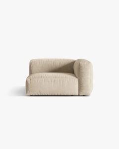 MODUL LATERAL PENTRU CANAPEA MARTINA, PE DREAPTA, BEJ DESCHIS, TAPITAT CU TAPITERIE DIN TEXTIL CATIFEA VOGUE, MICADONI